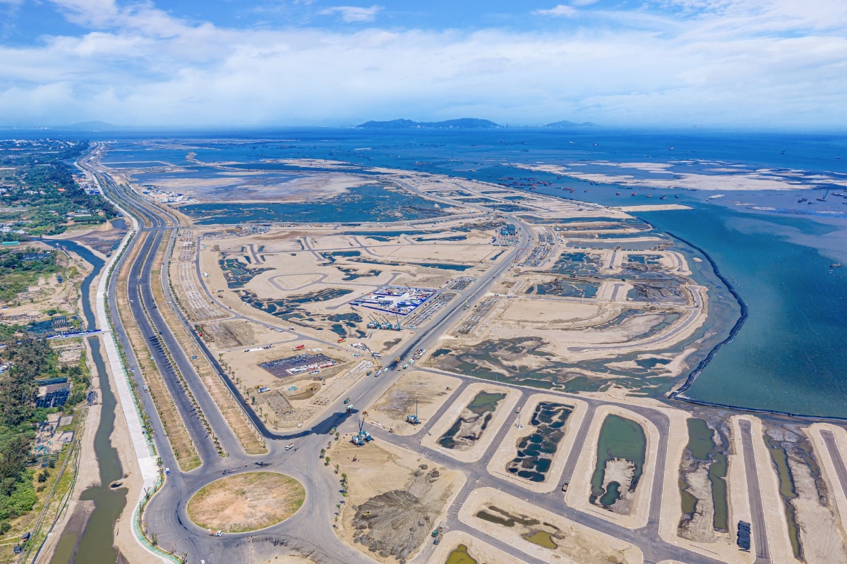 Siêu đô thị Vinhomes Green Paradise Cần Giờ (TP.HCM) sau gần 1 năm khởi công, minh chứng cho năng lực thi công thần tốc của Vinhomes. Ảnh: Vinhomes.